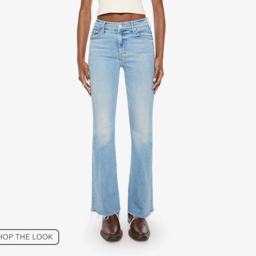 MOTHER The Weekender Fray Bootcut Flare Light Wash Jeans Sz 29